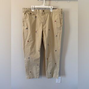 Polo Ralph Lauren Men’s Khaki Chino Pants Embroidered Boats Anchors Size 36x30